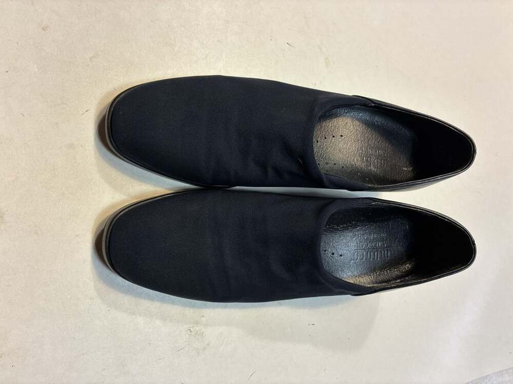Munro American Blue Stretch Fabric Leather Heel Slip On Shoe